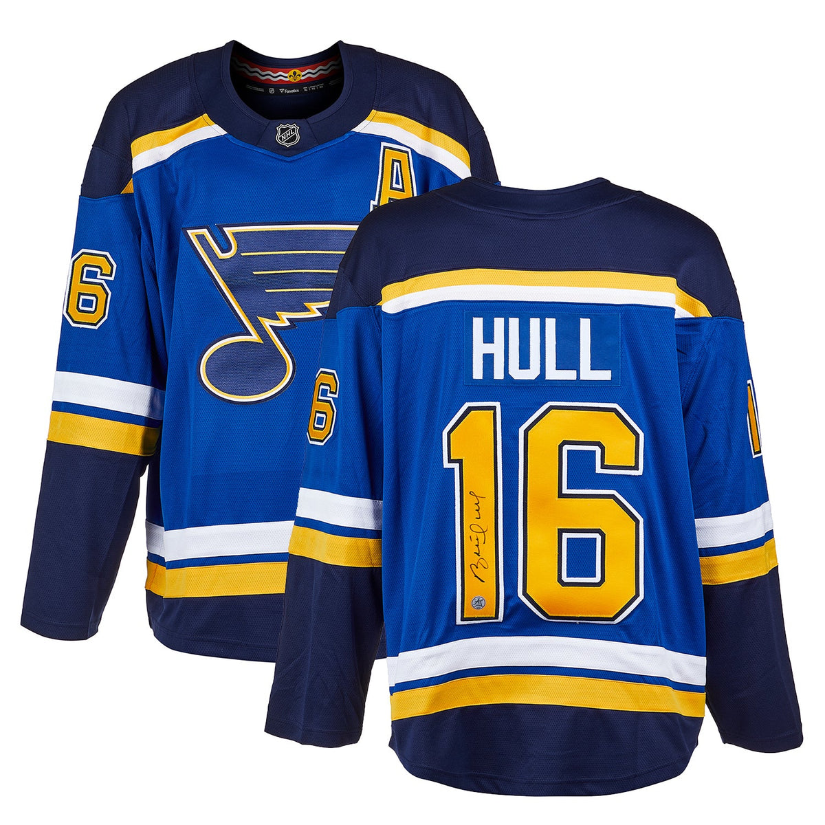 Brett Hull Autographed St Louis Blues Fanatics Breakaway Jersey product image 3, provided for visual reference and product