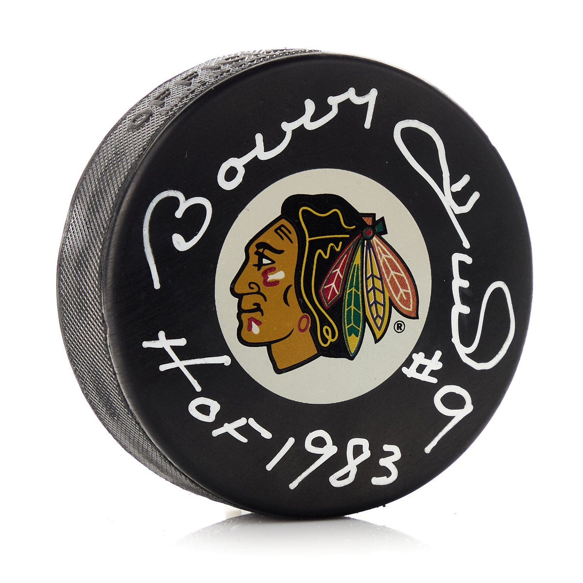 Bobby Hull Signed Chicago Blackhawks Hockey Puck with HOF Note product image 1, provided for visual reference and product