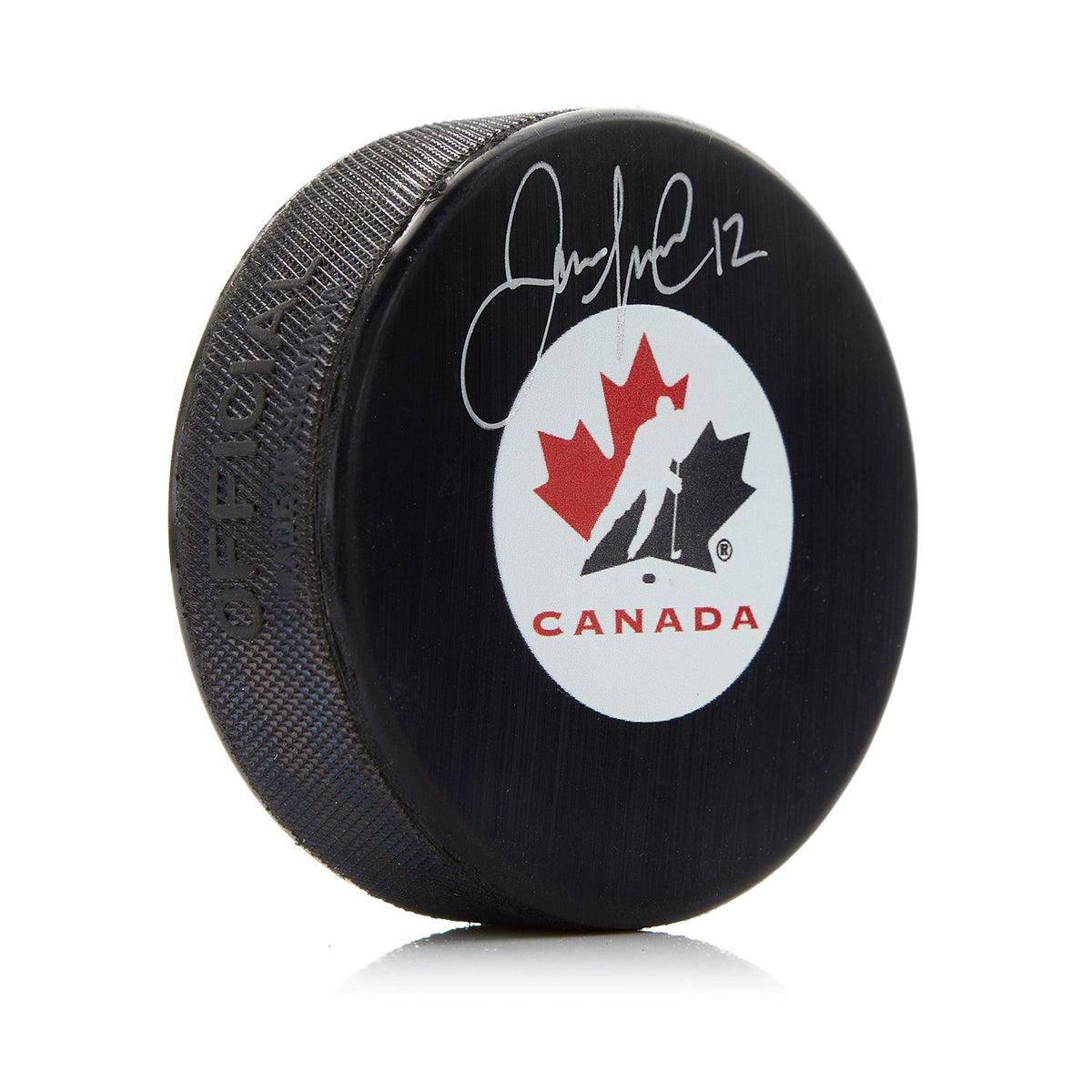 Jarome Iginla Autographed Team Canada Puck product image 1, provided for visual reference and product detail review