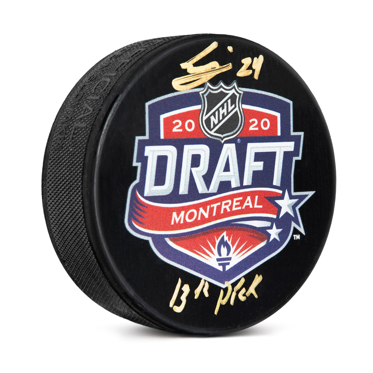 Seth Jarvis Signed 2020 NHL Entry Draft Puck with 13th Pick Note product image 1, provided for visual reference and product