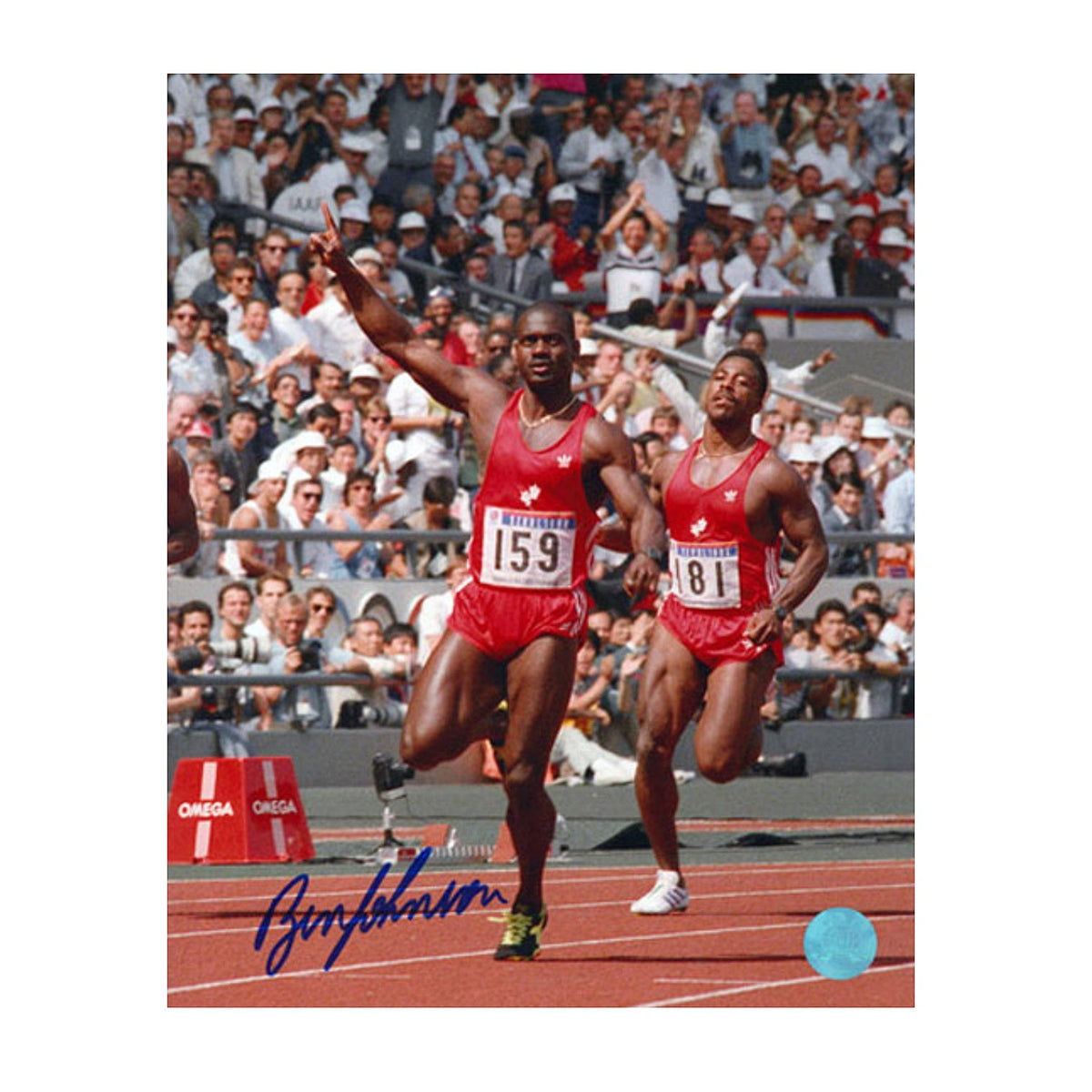 Ben Johnson Canada Autographed Record Breaking 100 Meter 8x10 Photo product image 1, provided for visual reference and