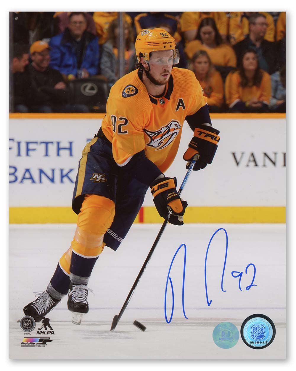 Ryan Johansen Autographed Nashville Predators Game Action 8x10 Photo product image 1, provided for visual reference and