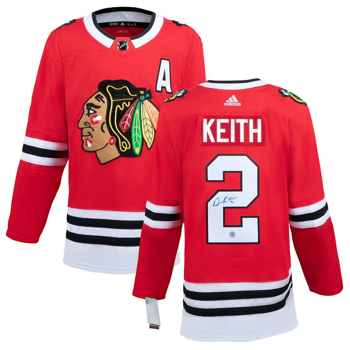 Duncan Keith Autographed Chicago Blackhawks Red adidas Jersey product image 3, provided for visual reference and product