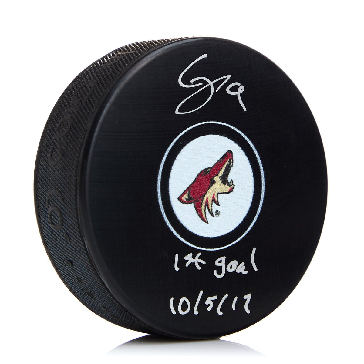 Clayton Keller Signed & Dated 1st Goal Arizona Coyotes Hockey Puck product image 1, provided for visual reference and