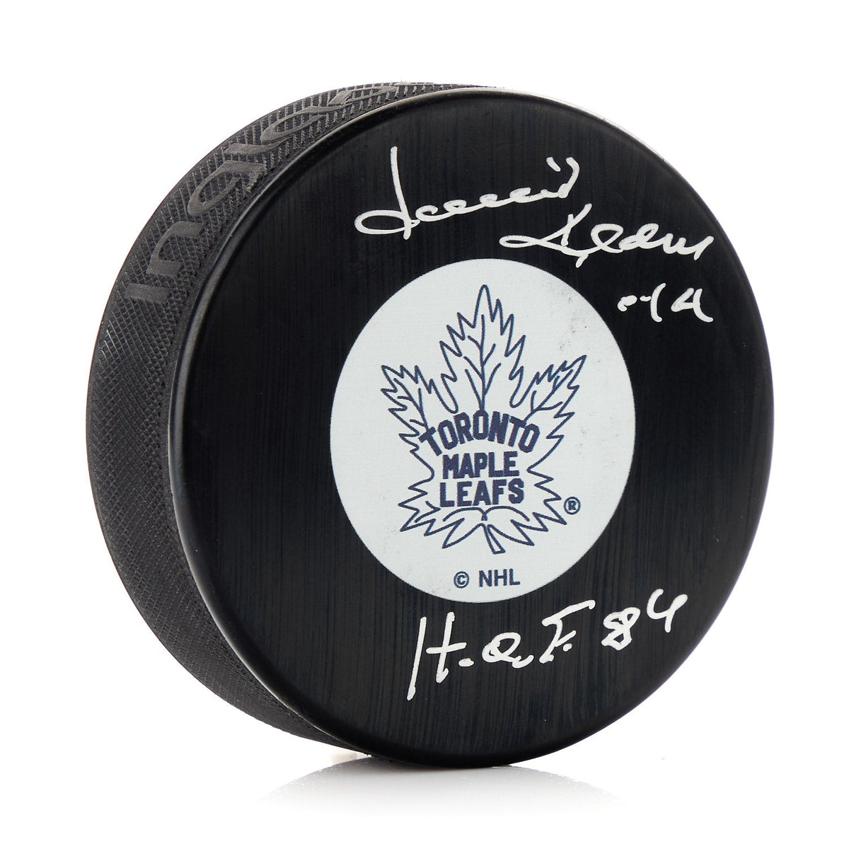 Dave Keon Signed Toronto Maple Leafs Hockey Puck with HOF Note product image 1, provided for visual reference and product