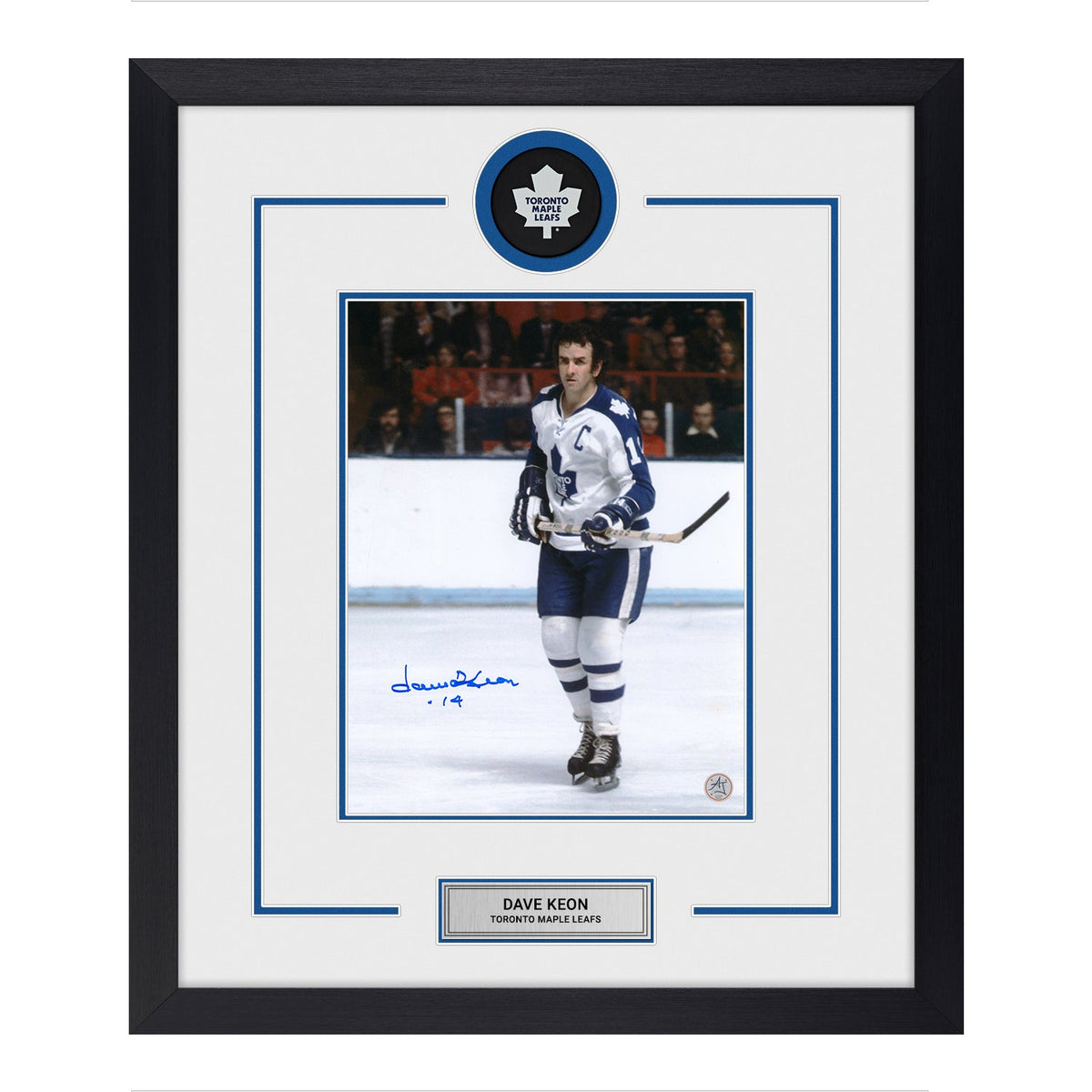 Dave Keon Signed Toronto Maple Leafs Puck Logo 23x27 Frame product image 1, provided for visual reference and product detail