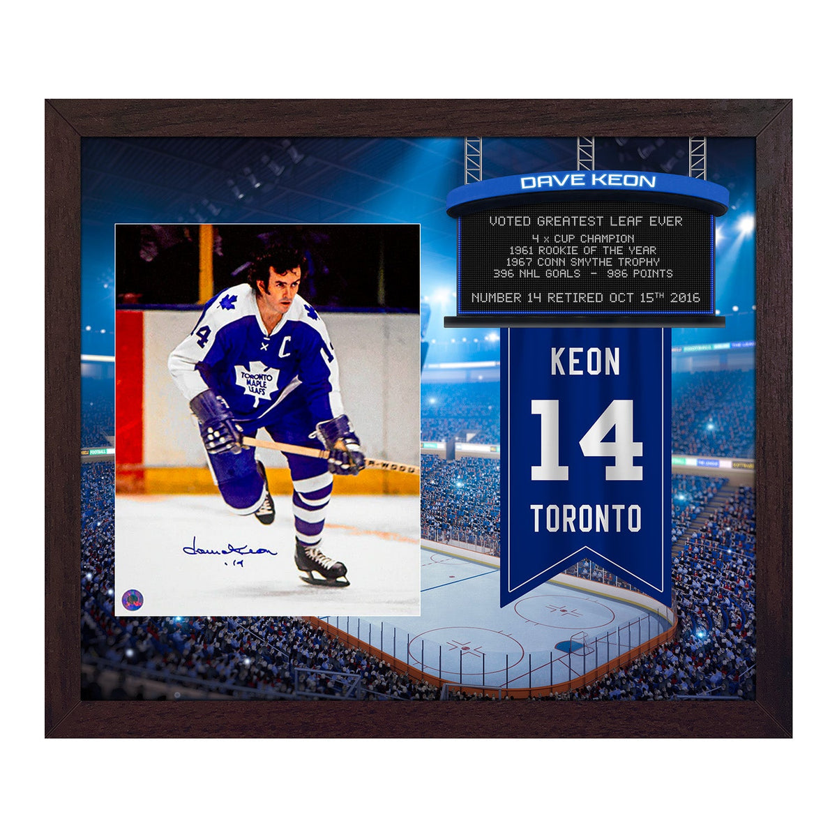 Dave Keon Autographed Maple Leafs Retired Number Graphic 23x27 Frame product image 2, provided for visual reference and