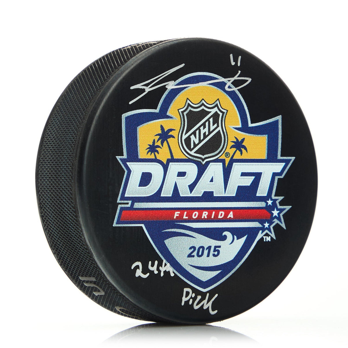 Travis Konecny Signed 2015 NHL Entry Draft Puck with 24th Pick Note product image 1, provided for visual reference and