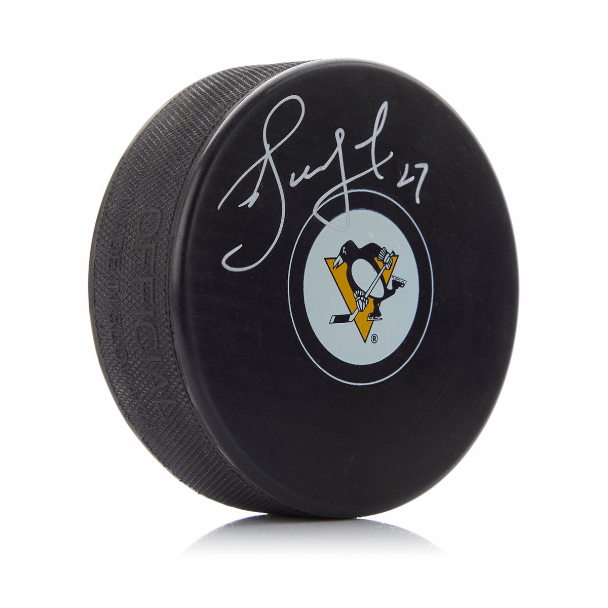 Alexei Kovalev Autographed Pittsburgh Penguins Hockey Puck product image 1, provided for visual reference and product detail