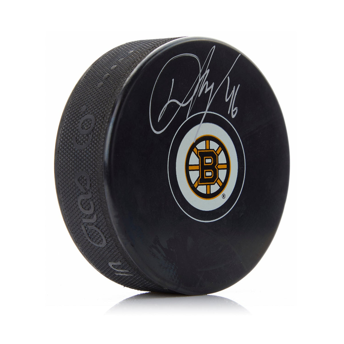 David Krejci Autographed Boston Bruins Hockey Puck product image 1, provided for visual reference and product detail review