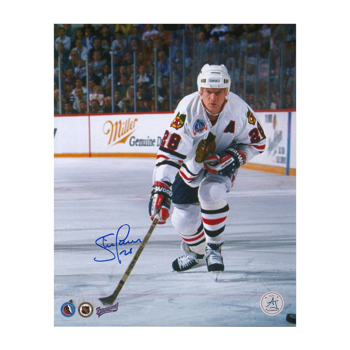 Steve Larmer Autographed Chicago Blackhawks Playoff Finals 8x10 Photo product image 1, provided for visual reference and
