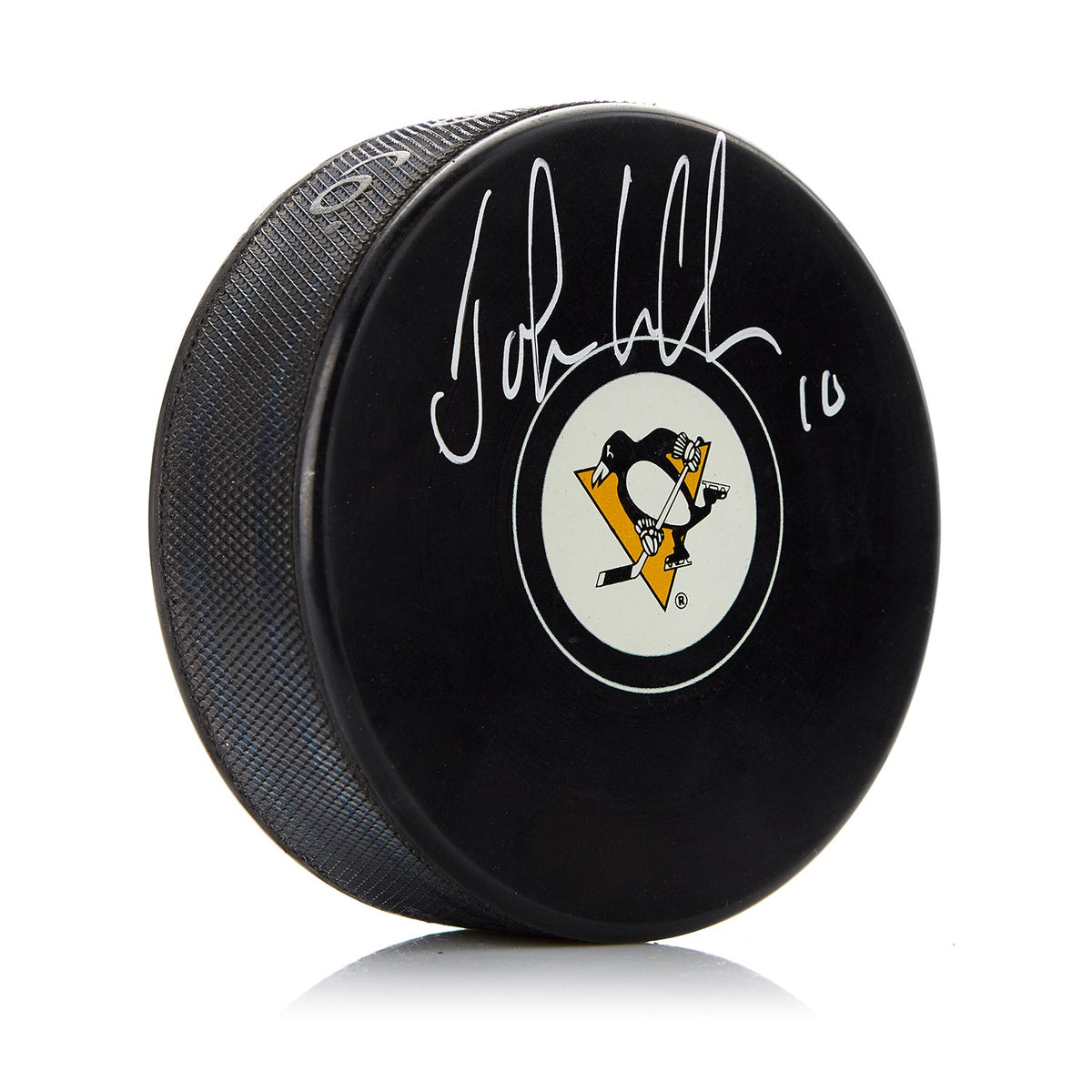 John LeClair Pittsburgh Penguins Autographed Hockey Puck product image 1, provided for visual reference and product detail