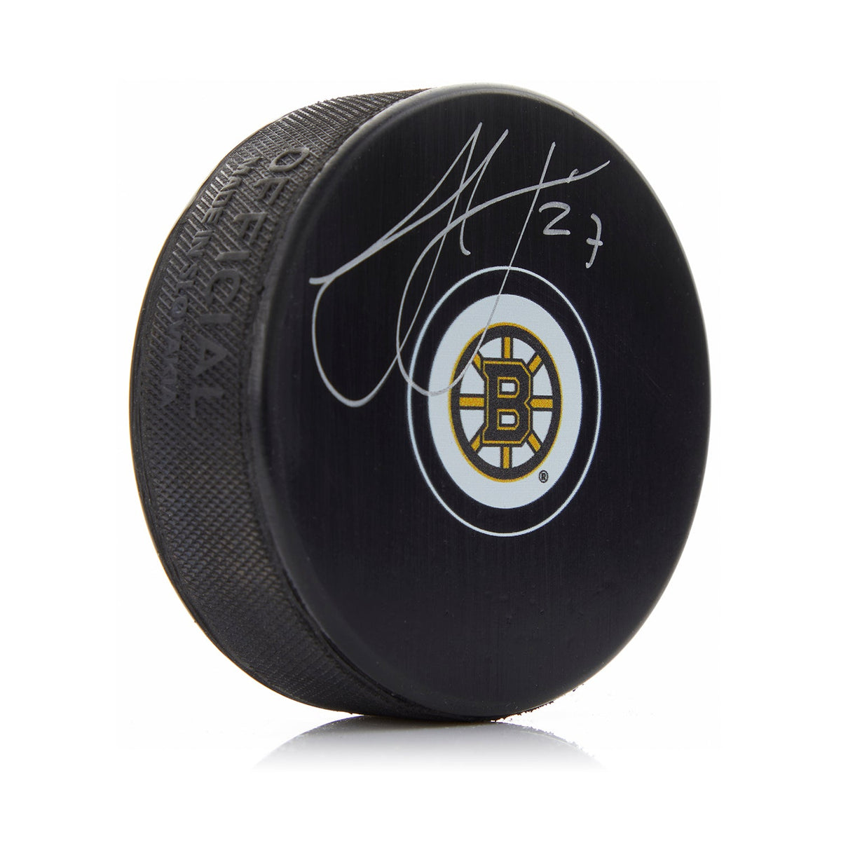 Hampus Lindholm Autographed Boston Bruins Hockey Puck product image 1, provided for visual reference and product detail