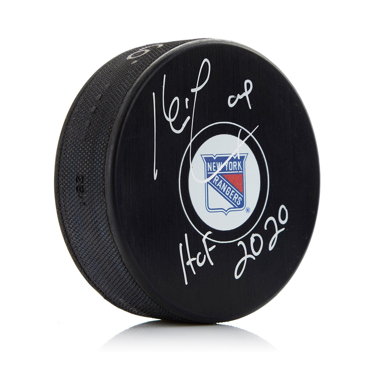 Kevin Lowe Signed New York Rangers Hockey Puck with HOF Note product image 1, provided for visual reference and product