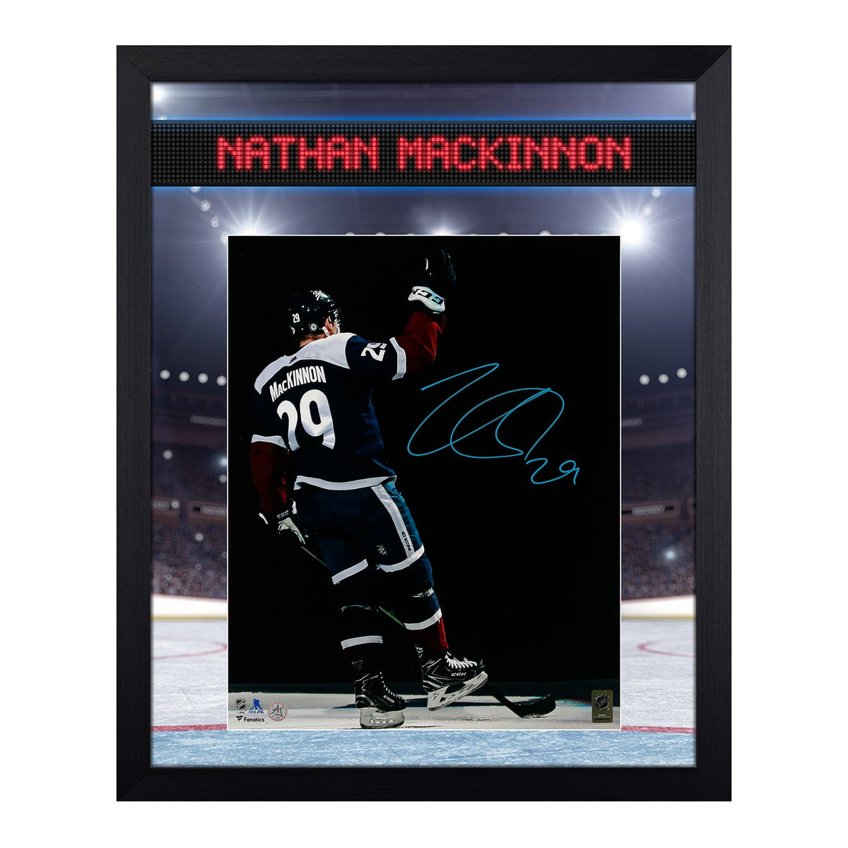 Nathan Mackinnon Signed Colorado Avalanche Scoreboard Spotlight 26x32 Frame product image 1, provided for visual reference