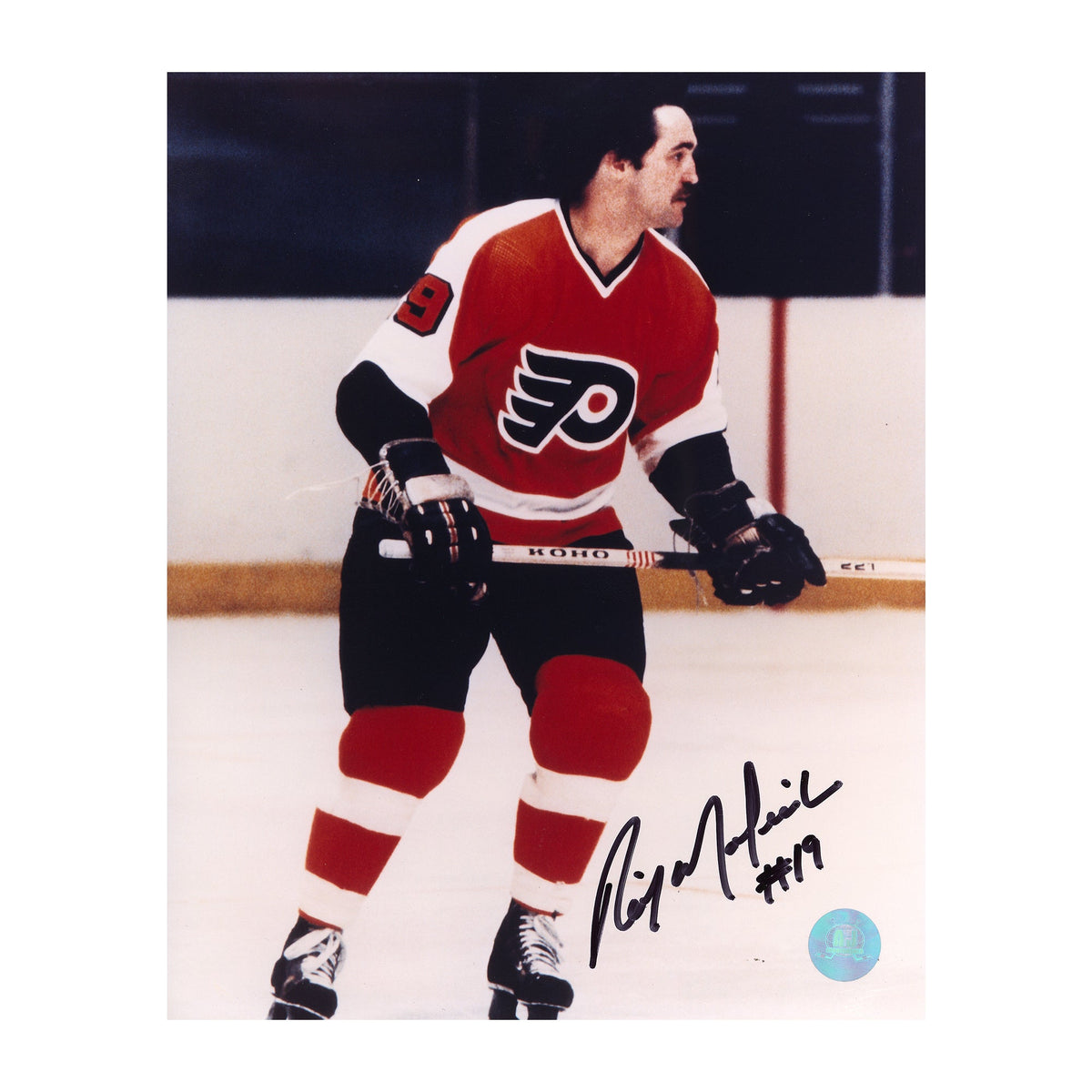 Rick MacLeish Autographed Philadelphia Flyers Game Action 8x10 Photo product image 1, provided for visual reference and