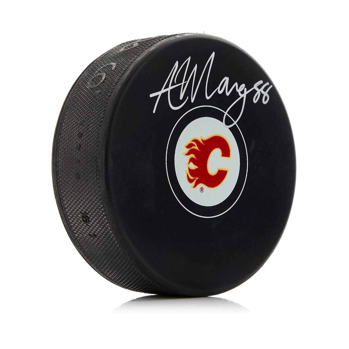 Andrew Mangiapane Autographed Calgary Flames Hockey Puck product image 1, provided for visual reference and product detail
