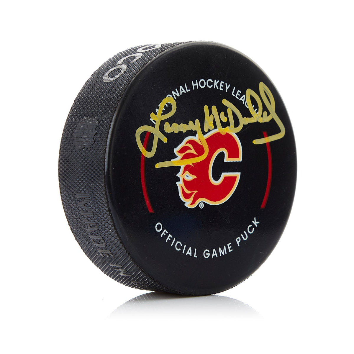 Lanny McDonald Autographed Calgary Flames Official Game Puck product image 1, provided for visual reference and product