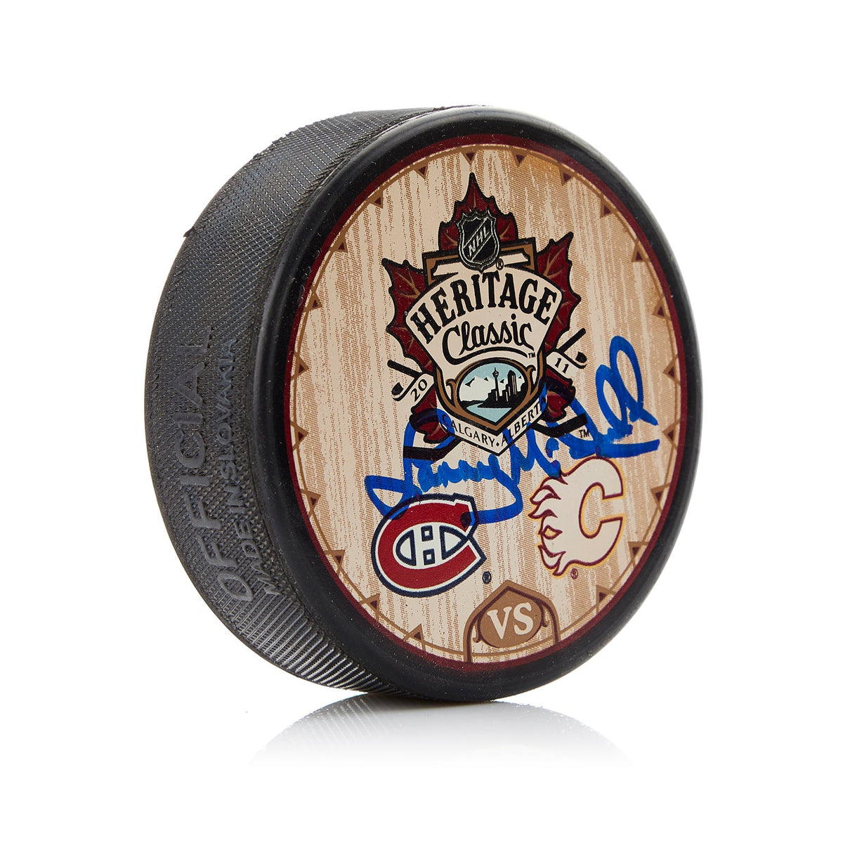 Lanny McDonald Signed 2011 Calgary Flames Heritage Classic Puck product image 1, provided for visual reference and product