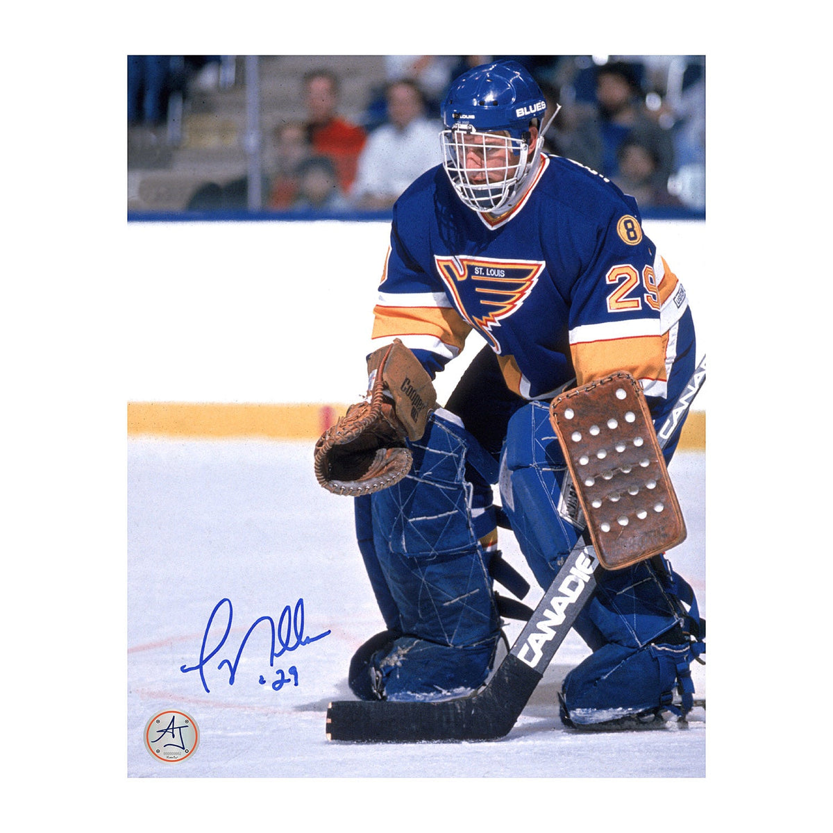 Greg Millen Autographed St Louis Blues Goalie 8x10 Photo product image 1, provided for visual reference and product detail
