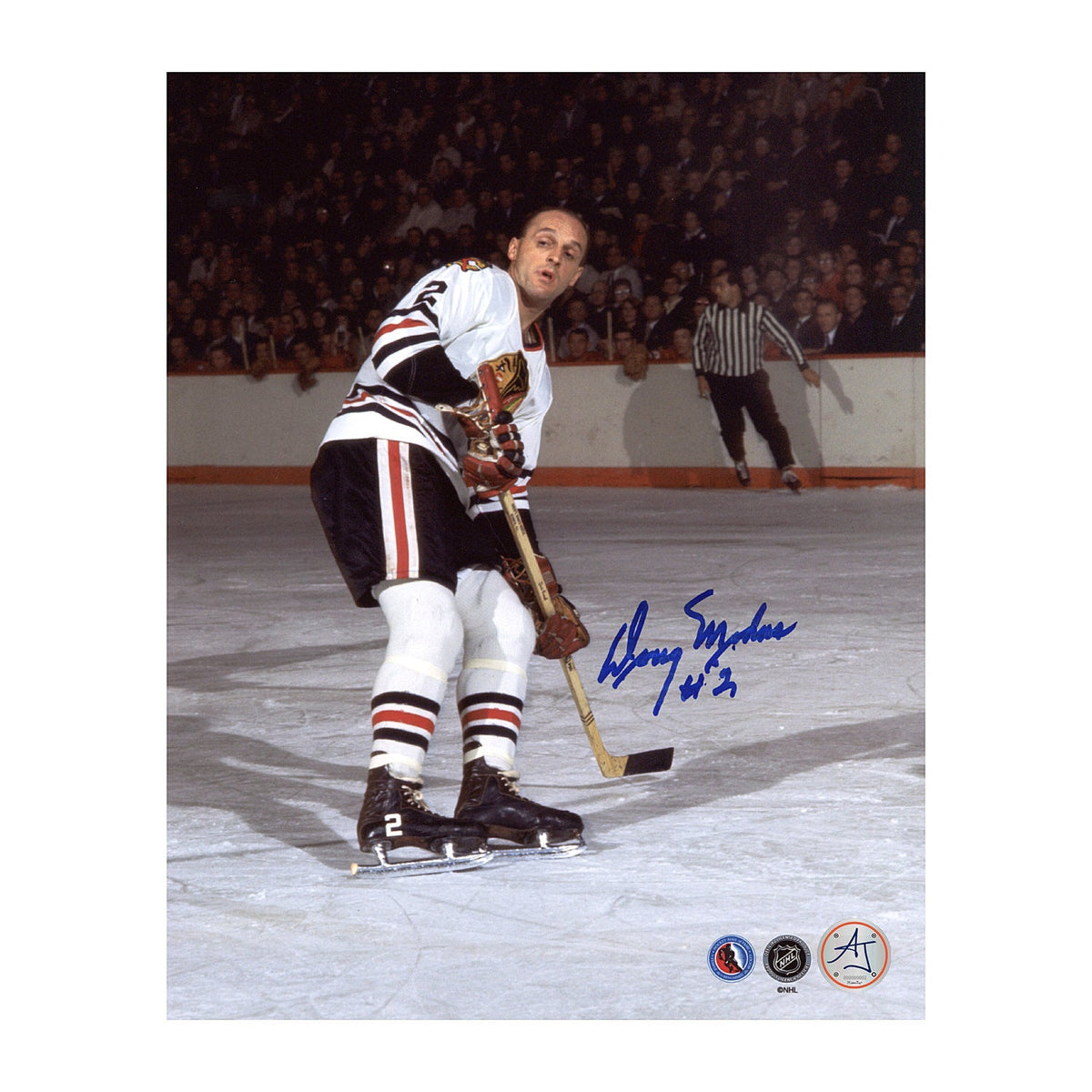 Doug Mohns Signed Chicago Blackhawks Hockey 8x10 Photo product image 1, provided for visual reference and product detail