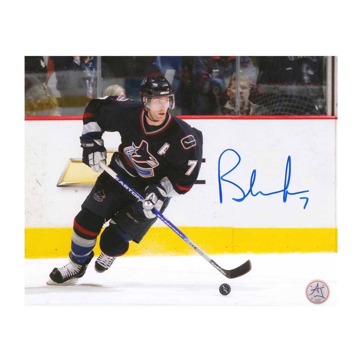 Brendan Morrison Autographed Vancouver Canucks Playmaker 8x10 Photo product image 1, provided for visual reference and