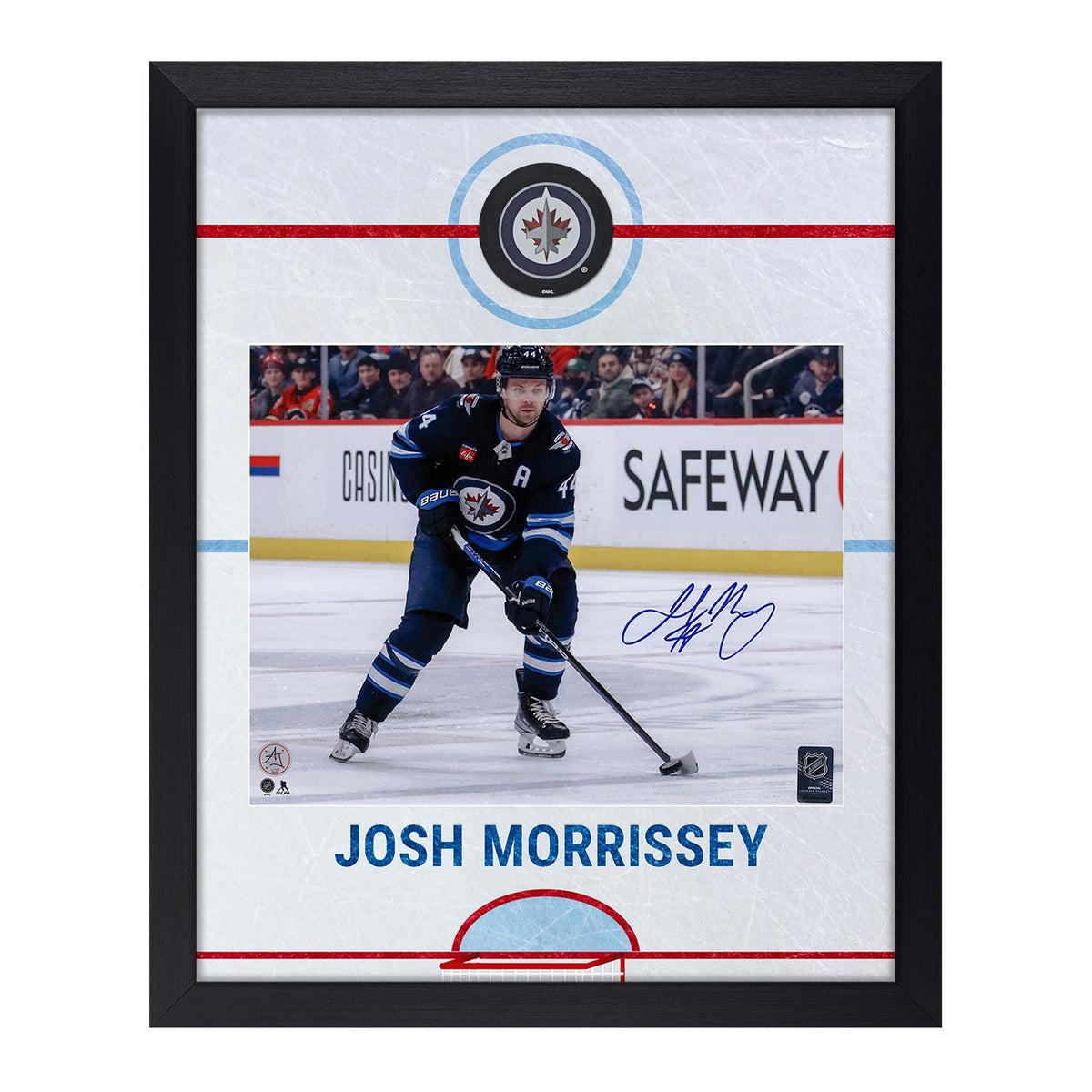 Josh Morrissey Signed Winnipeg Jets Rink Graphic 19x23 Frame product image 1, provided for visual reference and product