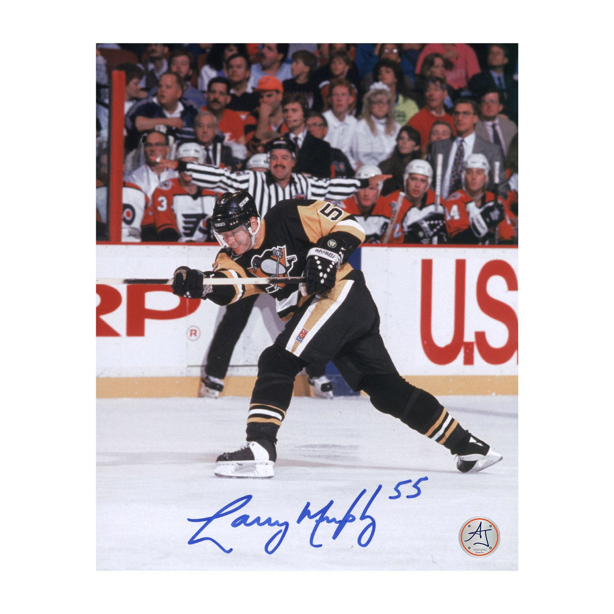 Larry Murphy Autographed Pittsburgh Penguins Shooting 8x10 Photo product image 1, provided for visual reference and product