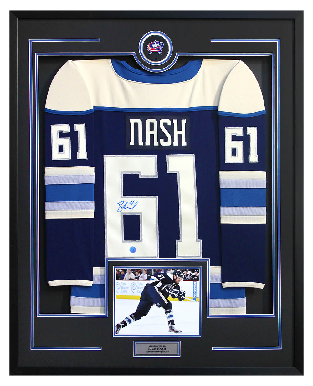 Rick Nash Signed Columbus Blue Jackets Puck Logo 36x44 Jersey Frame product image 1, provided for visual reference and