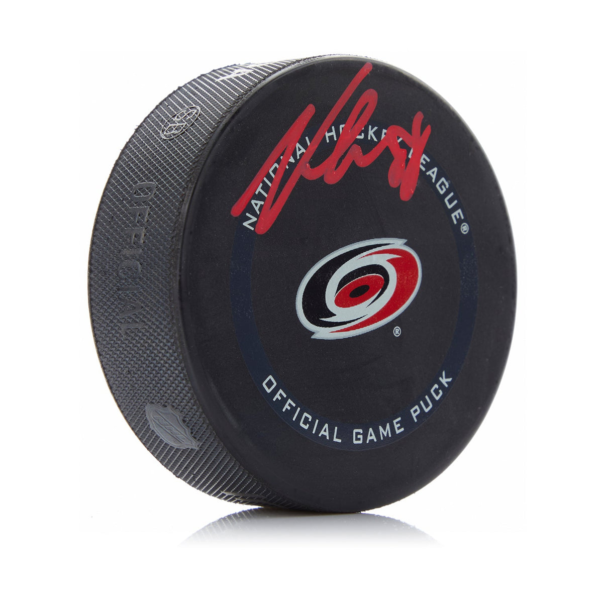 Martin Necas Signed Carolina Hurricanes Official Game Puck product image 1, provided for visual reference and product detail
