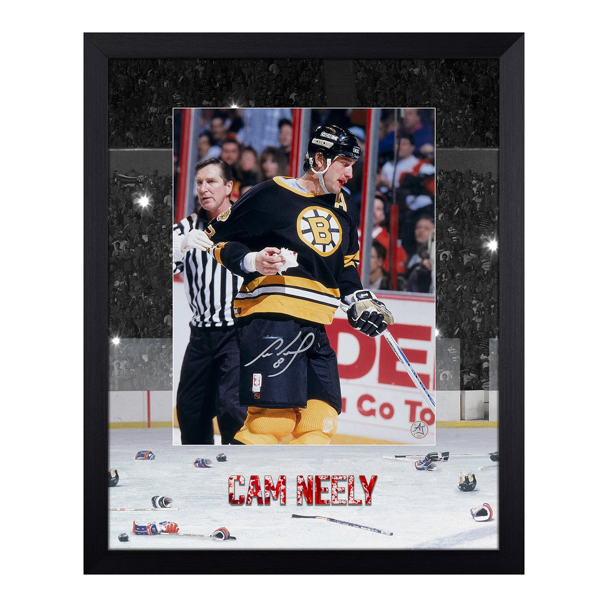 Cam Neely Autographed Boston Bruins Hockey Warrior 19x23 Frame product image 1, provided for visual reference and product