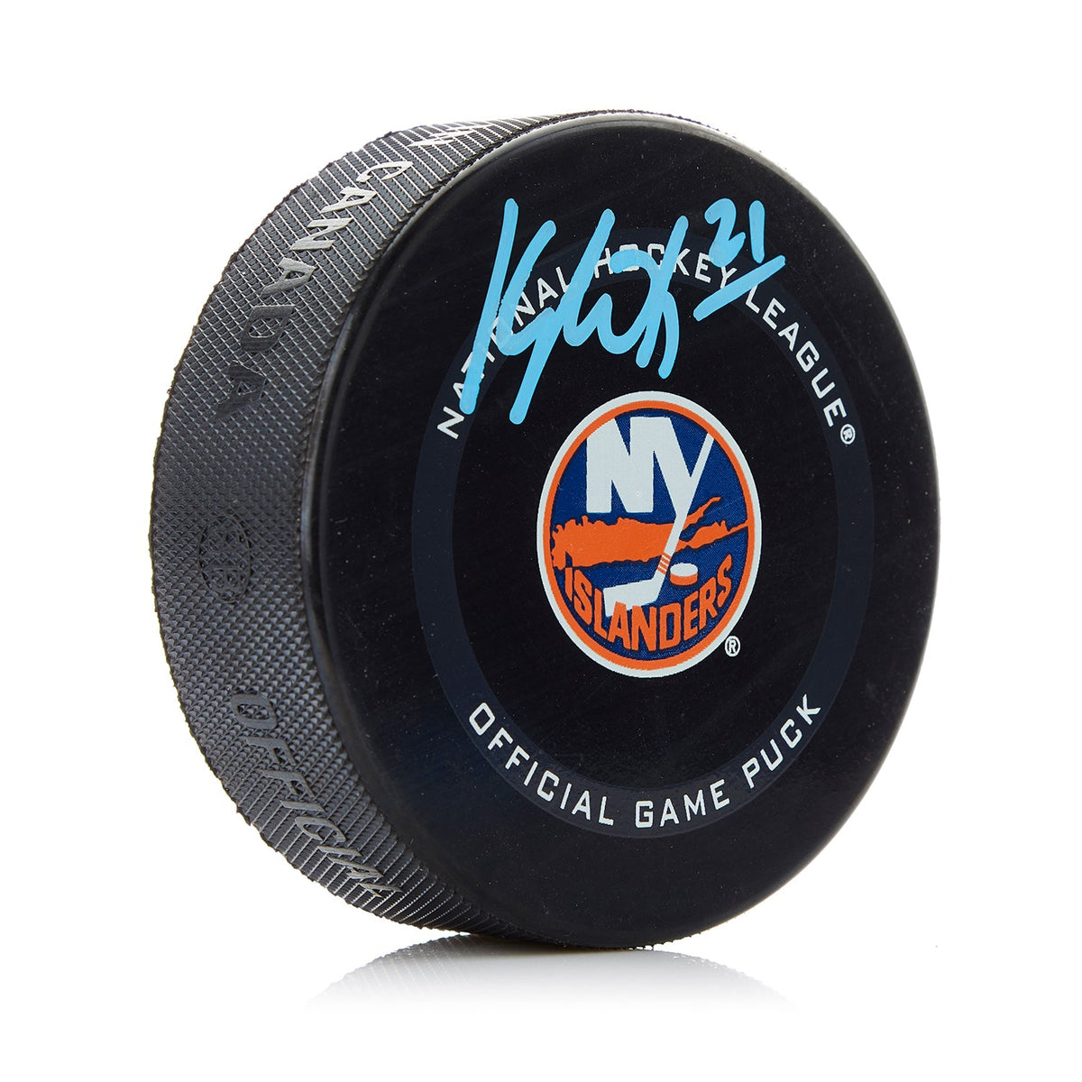 Kyle Okposo Signed New York Islanders Official Game Puck product image 1, provided for visual reference and product detail