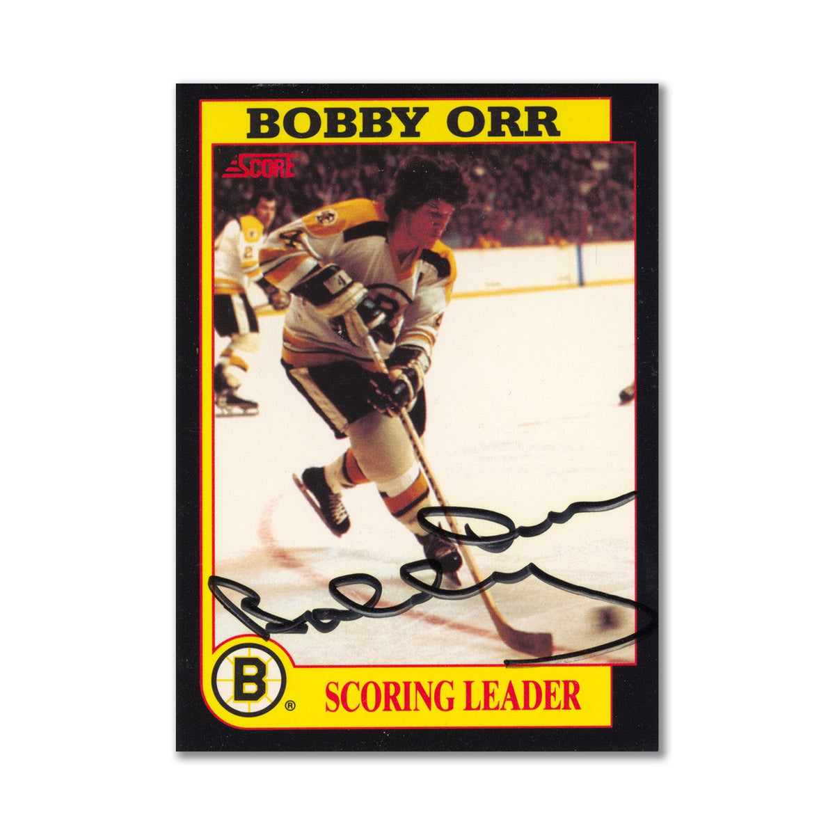Autographed 1991-92 Score #4 Bobby Orr Scoring Leader Insert Card product image 1, provided for visual reference and product