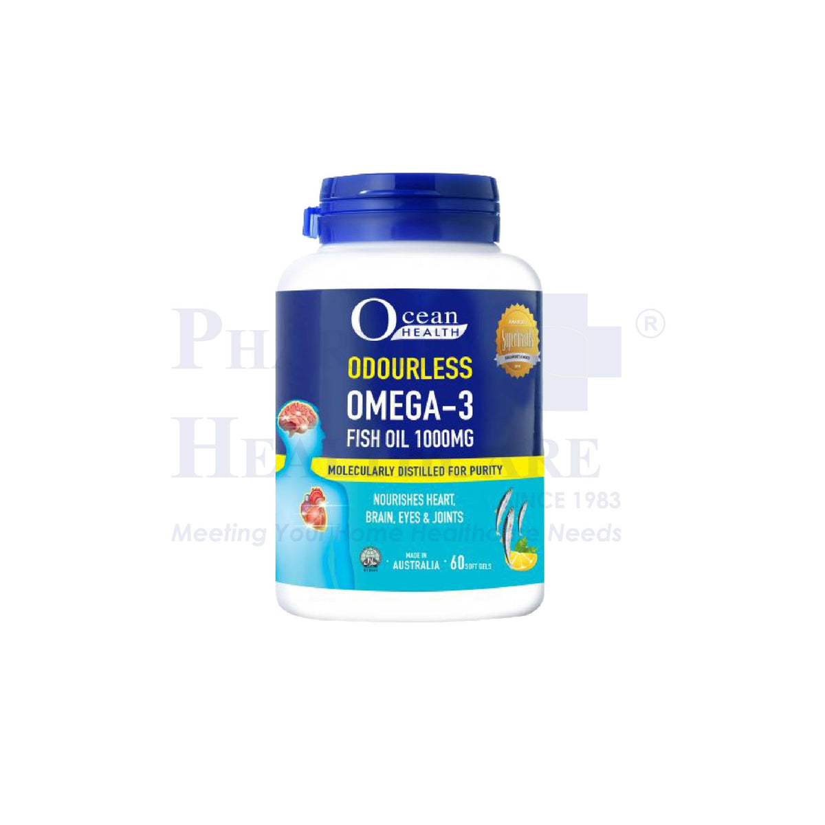 Ocean Health Odourless Fish Oil Omega 3 1000mg, 180 softgels