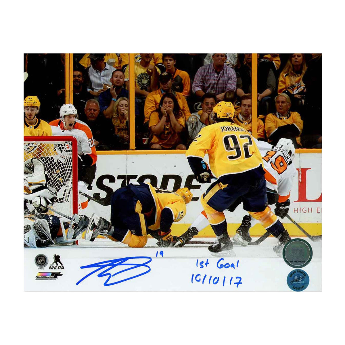 Nolan Patrick Signed & Dated Philadelphia Flyers 1st NHL Goal 8x10 Photo product image 1, provided for visual reference and