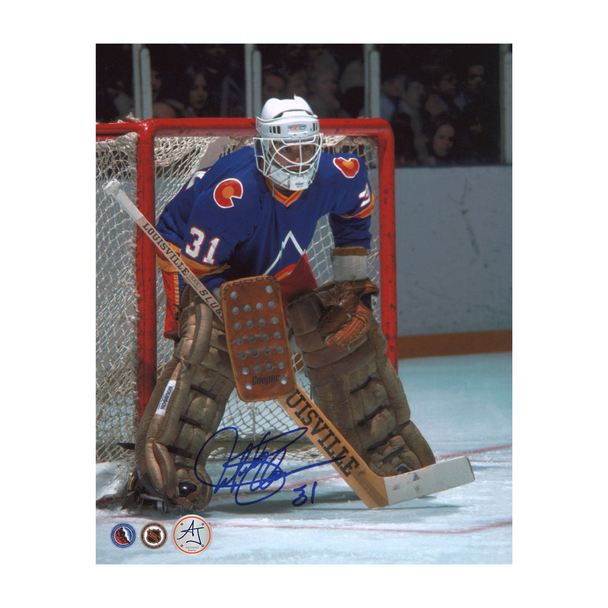 Michel Plasse Colorado Rockies Autographed Goalie 8x10 Photo product image 1, provided for visual reference and product