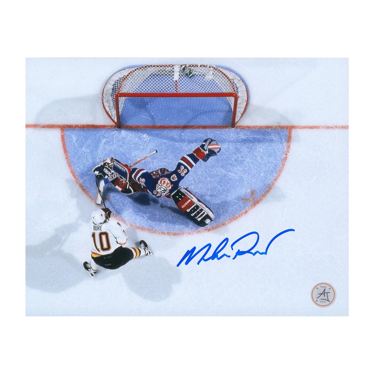 Mike Richter Autographed New York Rangers Aerial View 8x10 Photo product image 1, provided for visual reference and product