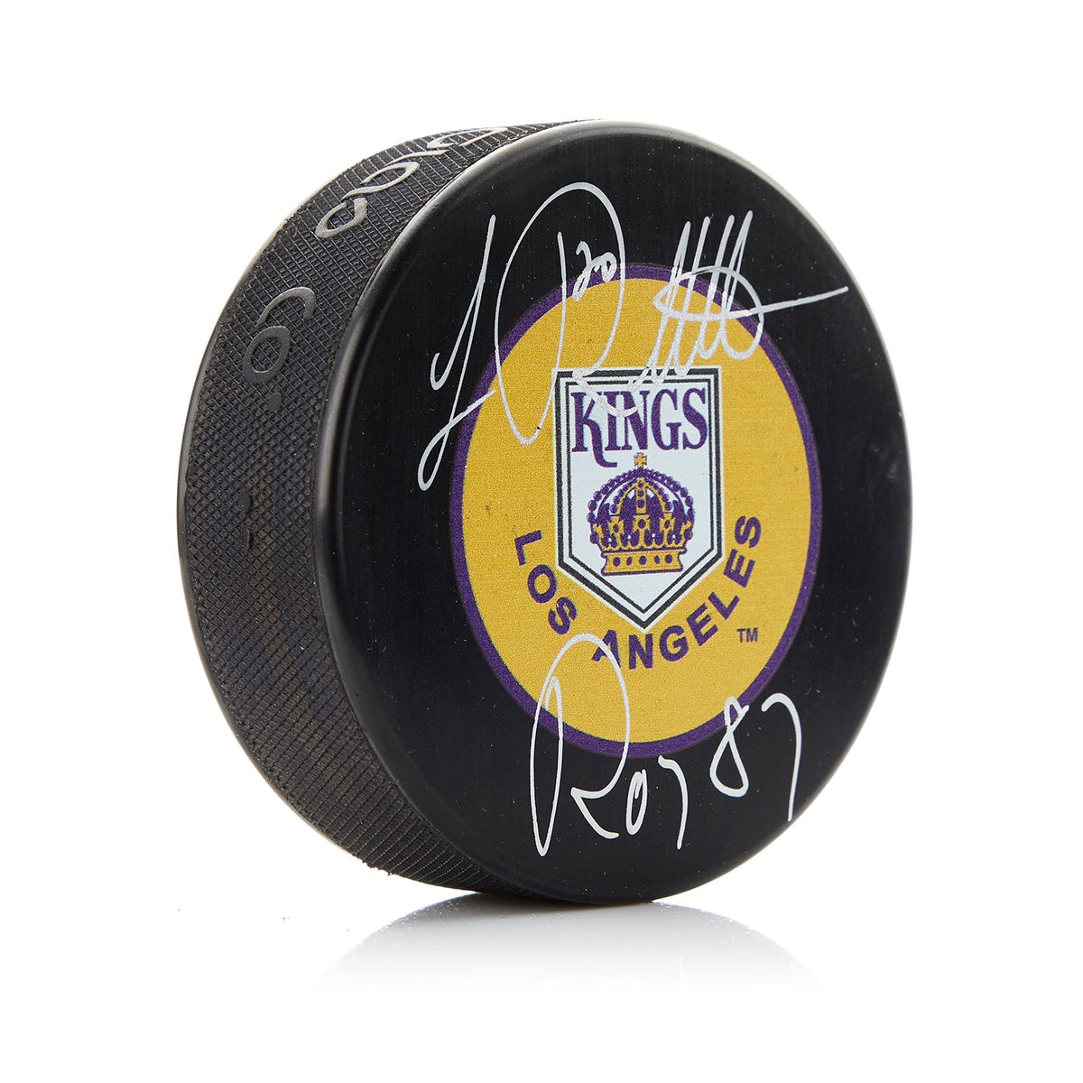 Luc Robitaille Signed Los Angeles Kings Rookie Logo Puck with ROY Note product image 1, provided for visual reference and