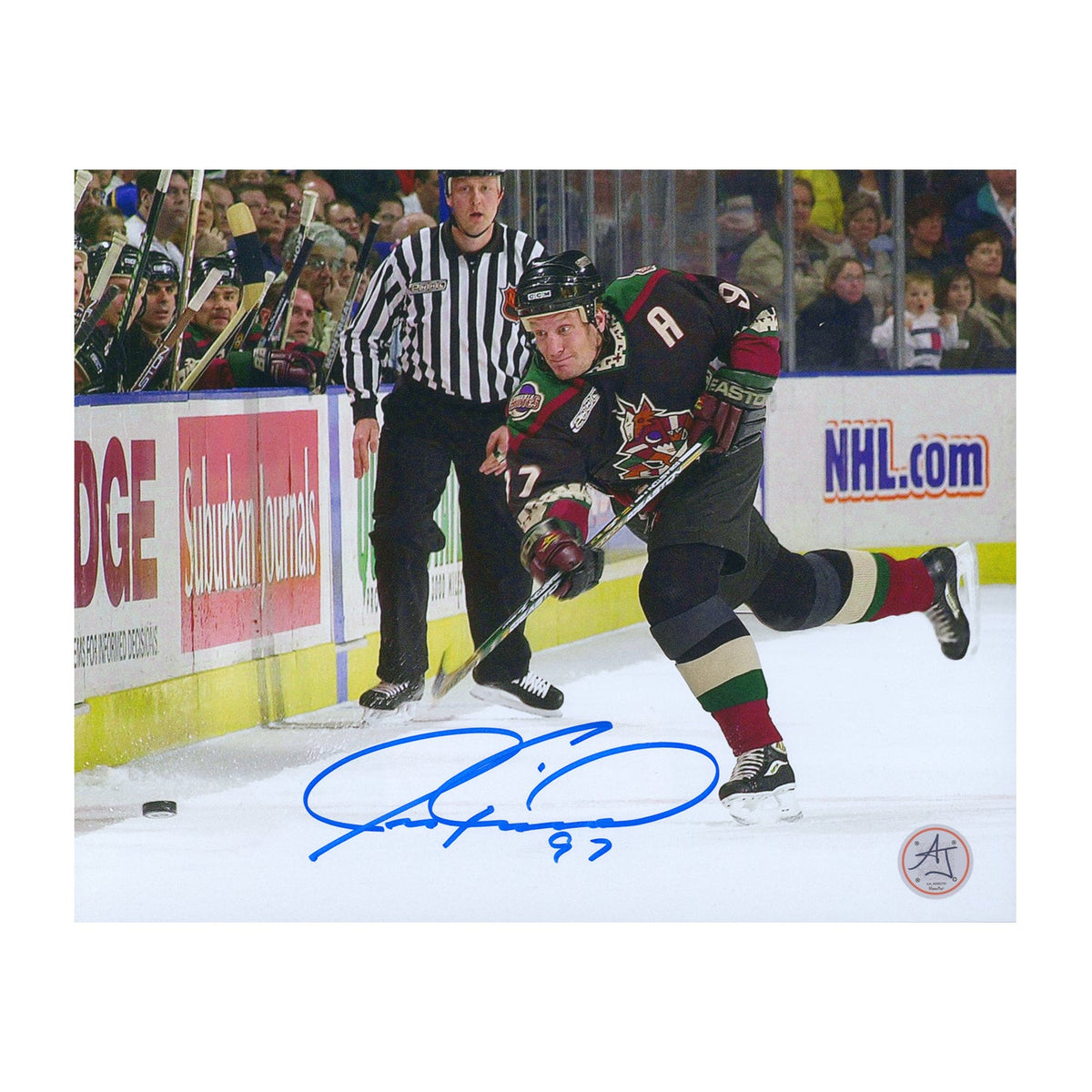 Jeremy Roenick Autographed Phoenix Coyotes Game Action 8x10 Photo product image 1, provided for visual reference and product