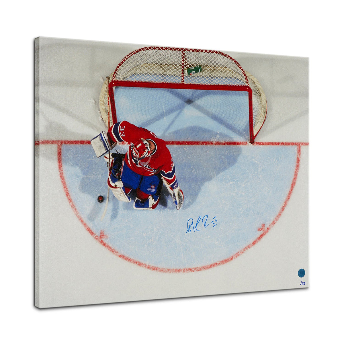 Patrick Roy Autographed Montreal Canadiens Overhead 20x24 Art Canvas #/33 product image 1, provided for visual reference and