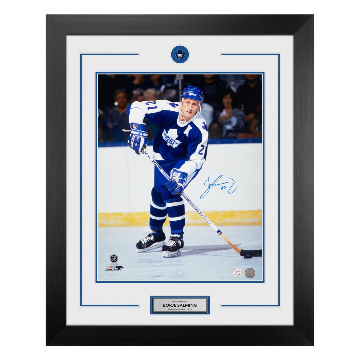 Borje Salming Signed Toronto Maple Leafs Classic Hockey 26x32 Frame product image 1, provided for visual reference and