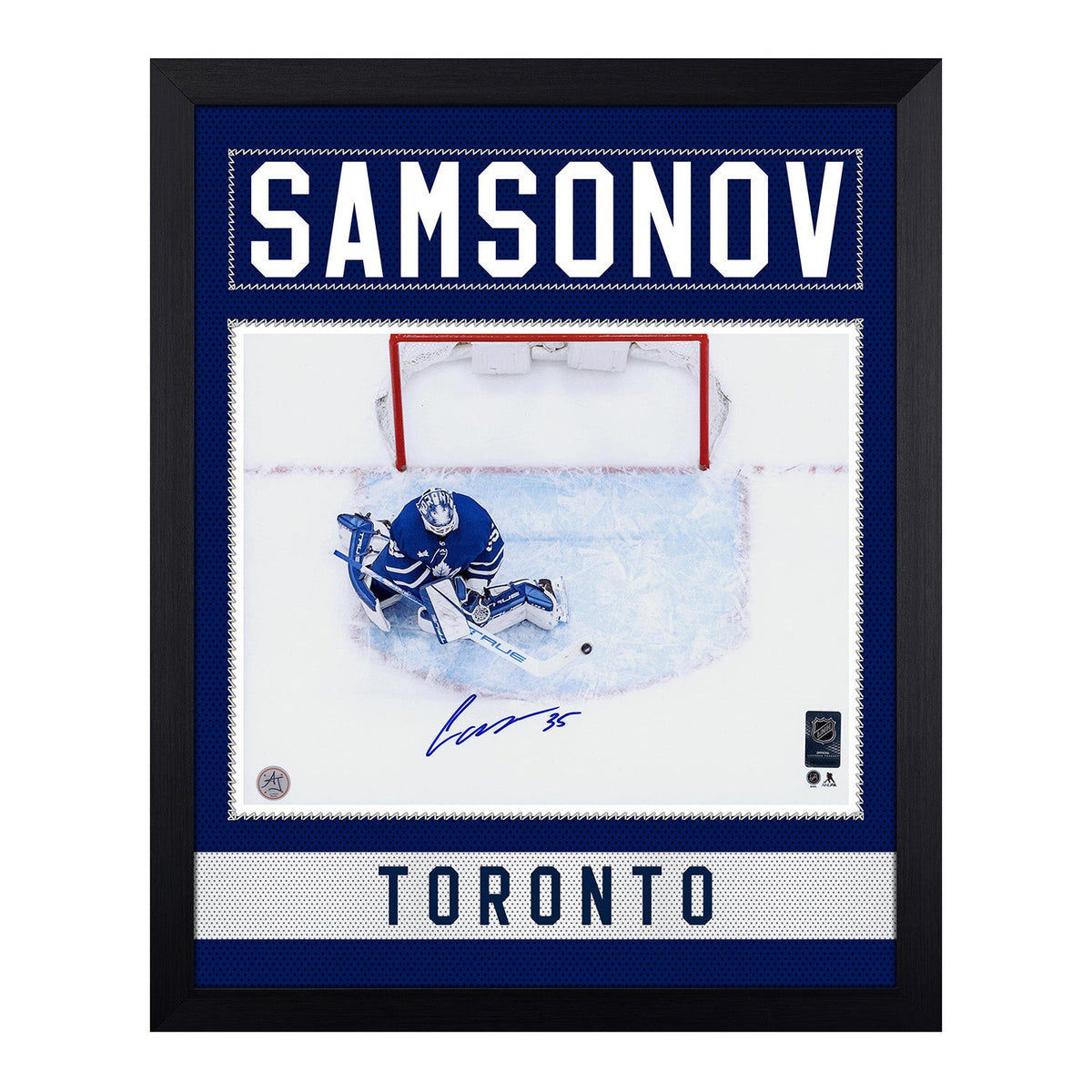 Ilya Samsonov Signed Toronto Maple Leafs Name Bar 19x23 Frame product image 1, provided for visual reference and product