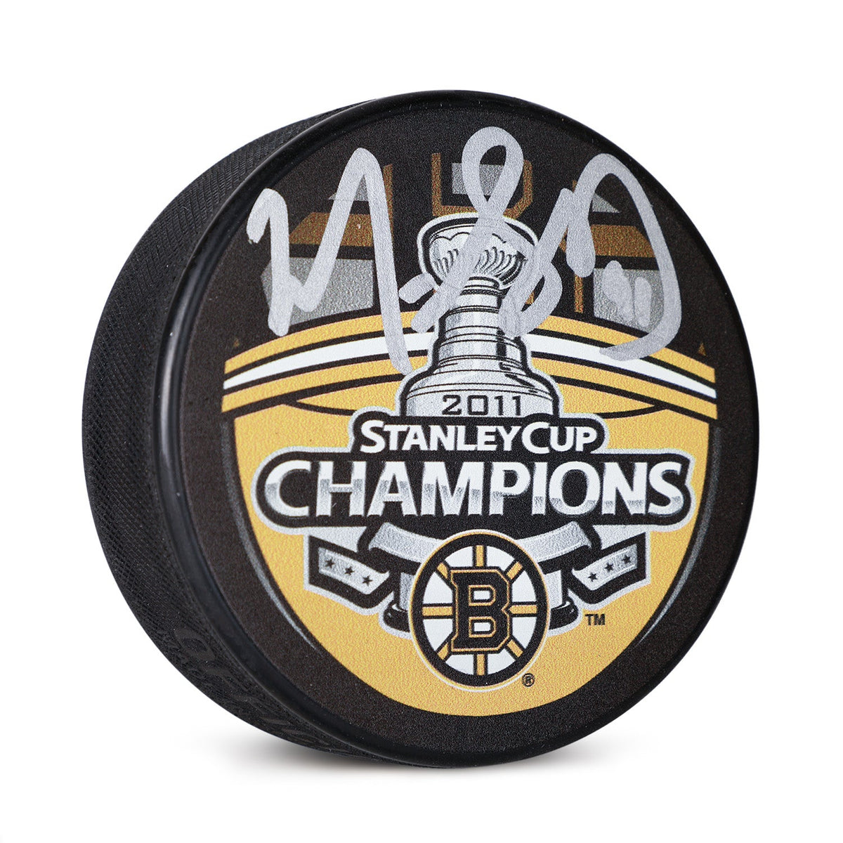 Marc Savard Autographed Boston Bruins 2011 Stanley Cup Champions Puck product image 1, provided for visual reference and
