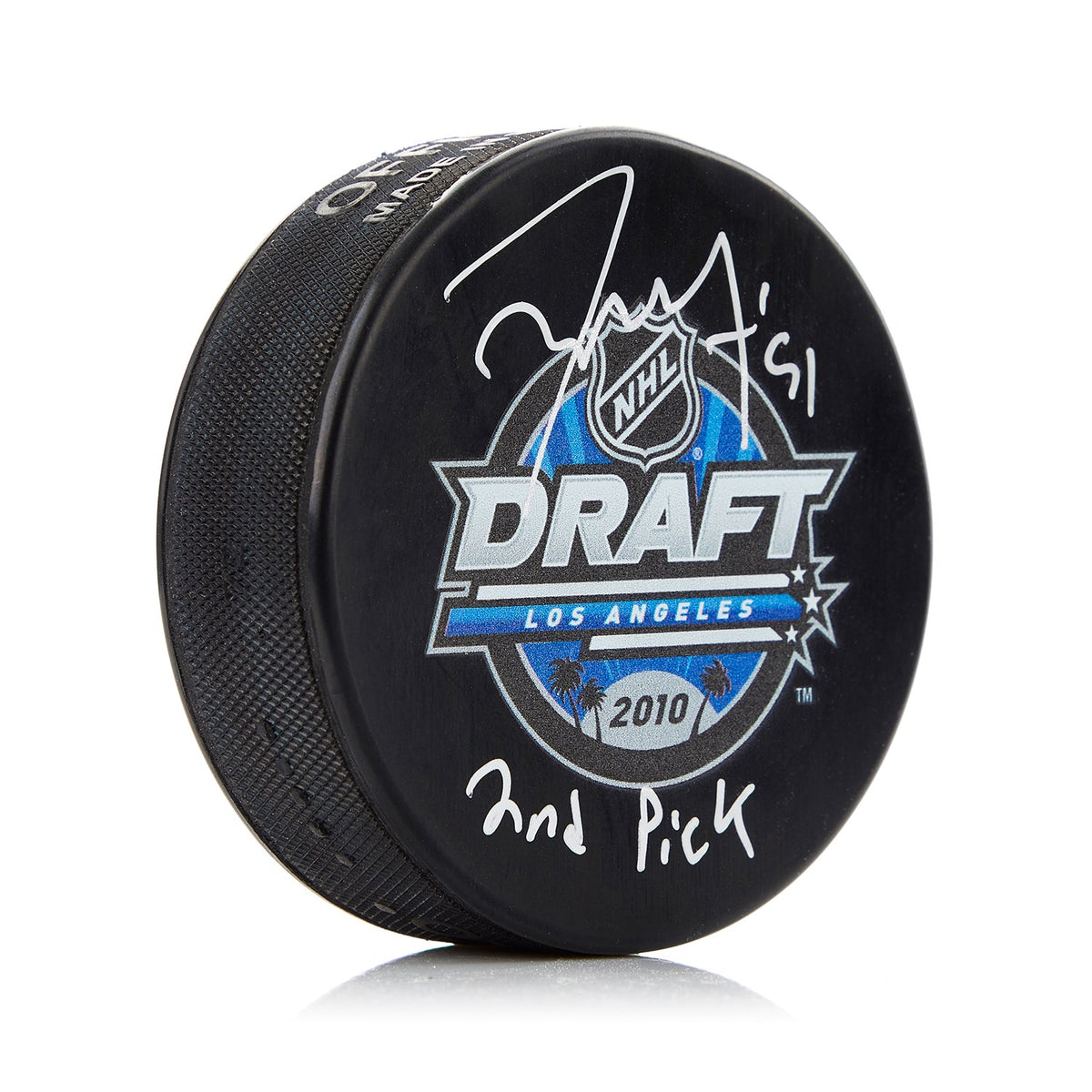 Tyler Seguin Signed 2010 NHL Entry Draft Puck with 2nd Pick Note product image 1, provided for visual reference and product