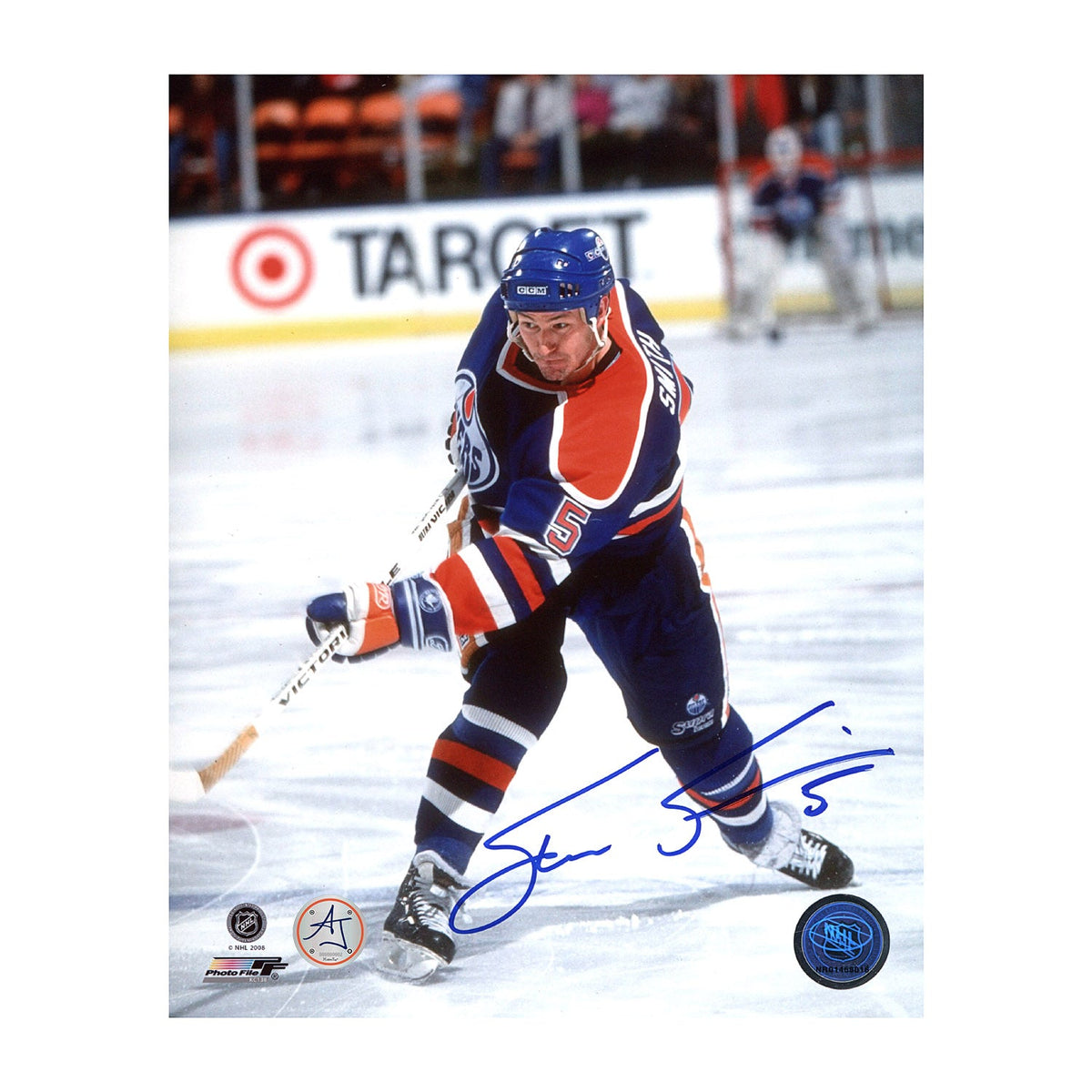 Steve Smith Autographed Edmonton Oilers Shooting 8x10 Photo product image 1, provided for visual reference and product