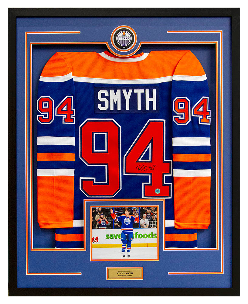 Ryan Smyth Signed Edmonton Oilers Puck Logo 36x44 Jersey Frame product image 1, provided for visual reference and product