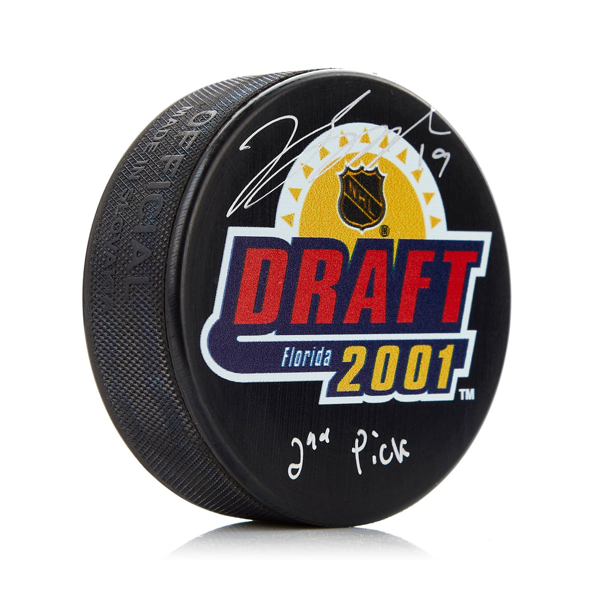 Jason Spezza Signed 2001 NHL Entry Draft Puck with 2nd Pick Note product image 1, provided for visual reference and product