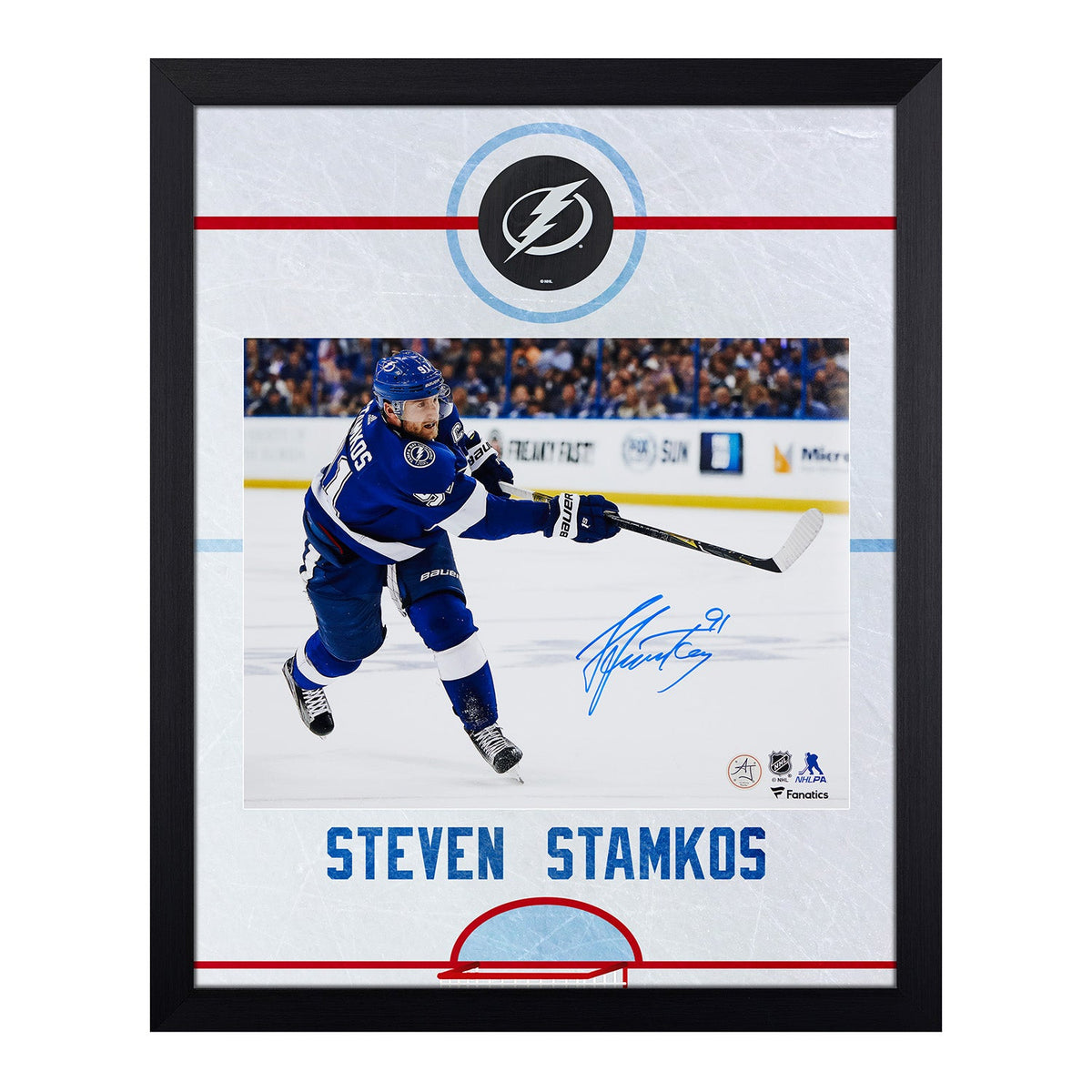 Steven Stamkos Signed Tampa Bay Lightning Graphic Rink 19x23 Frame product image 1, provided for visual reference and