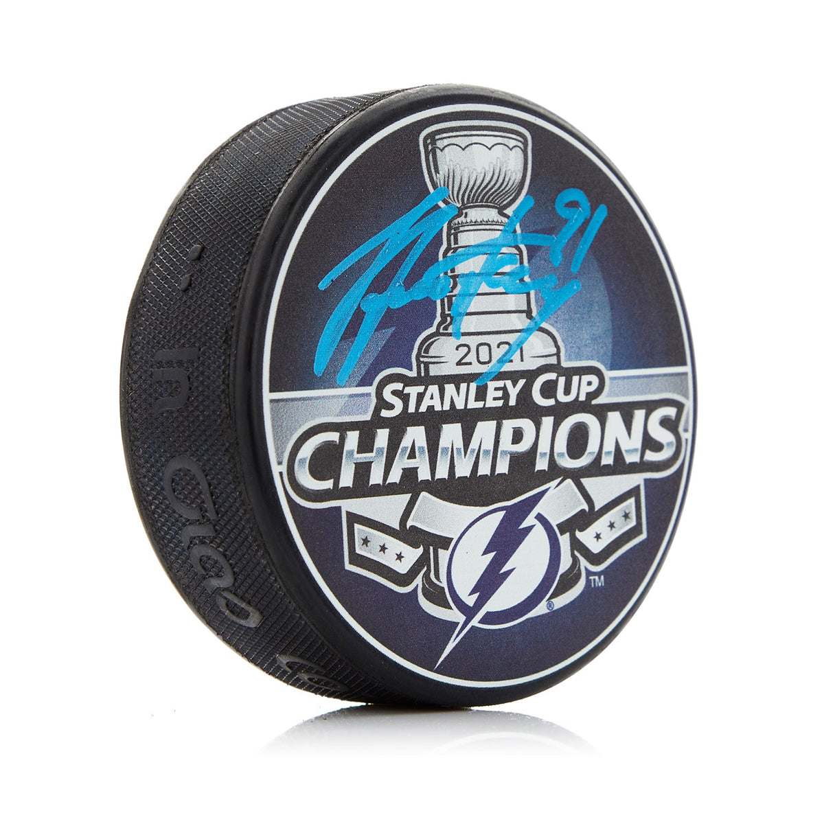 Steven Stamkos Signed Tampa Bay Lightning 2021 Stanley Cup Puck product image 1, provided for visual reference and product