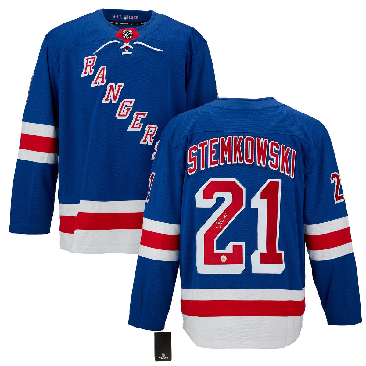Pete Stemkowski Signed New York Rangers Blue Fanatics Breakaway Jersey product image 3, provided for visual reference and